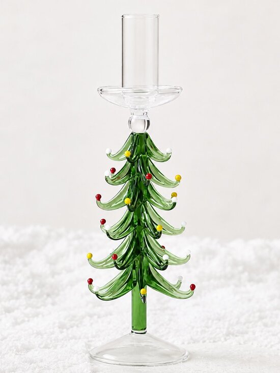 Anthropologie Other - Anthropologie Yuletide Large Green Holiday Christmas Tree Glass Candleholder NEW